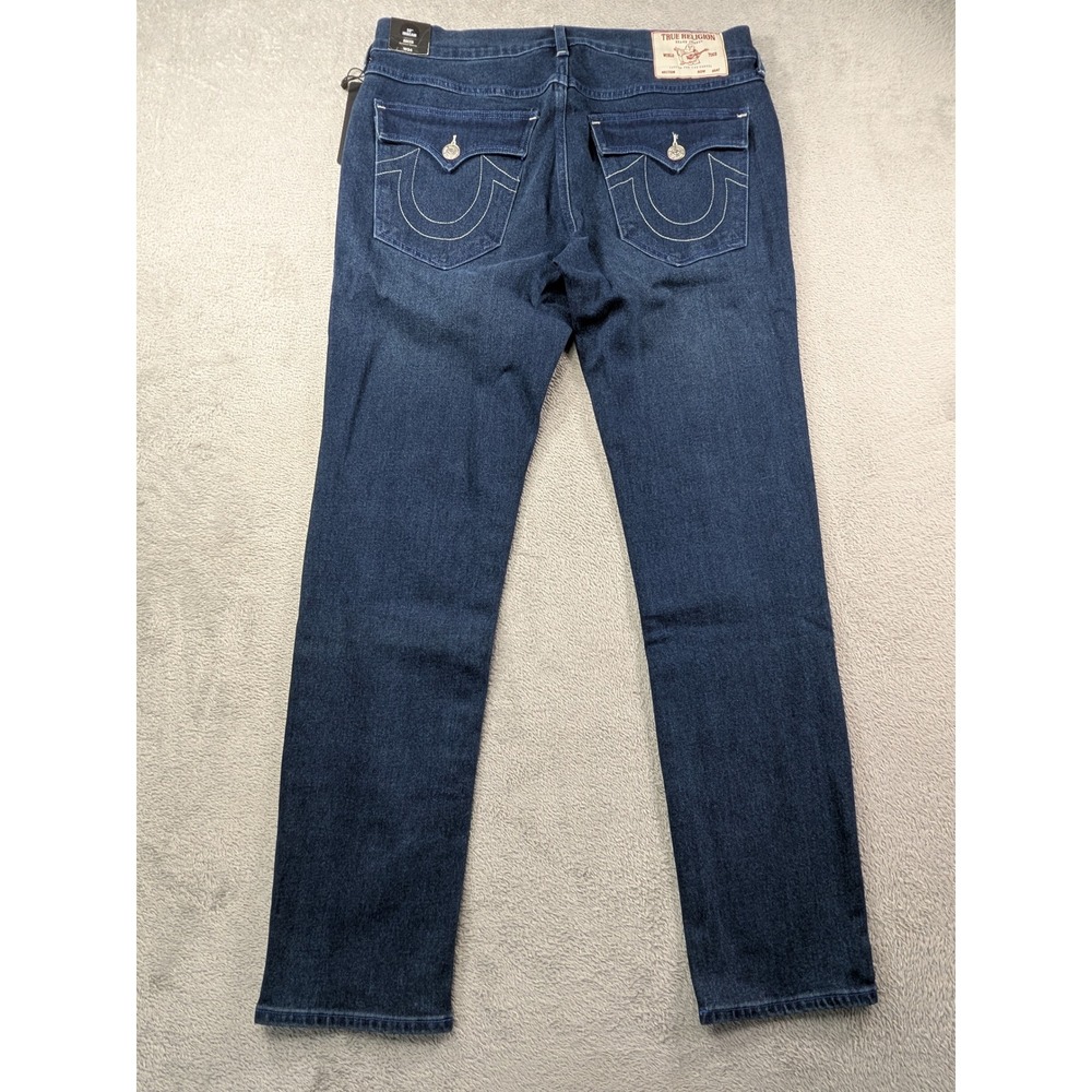 True Religion Rocco Relaxed Skinny Jeans Dark Scorched Wash Flap Pocket Mens 34 - Picture 3 of 15